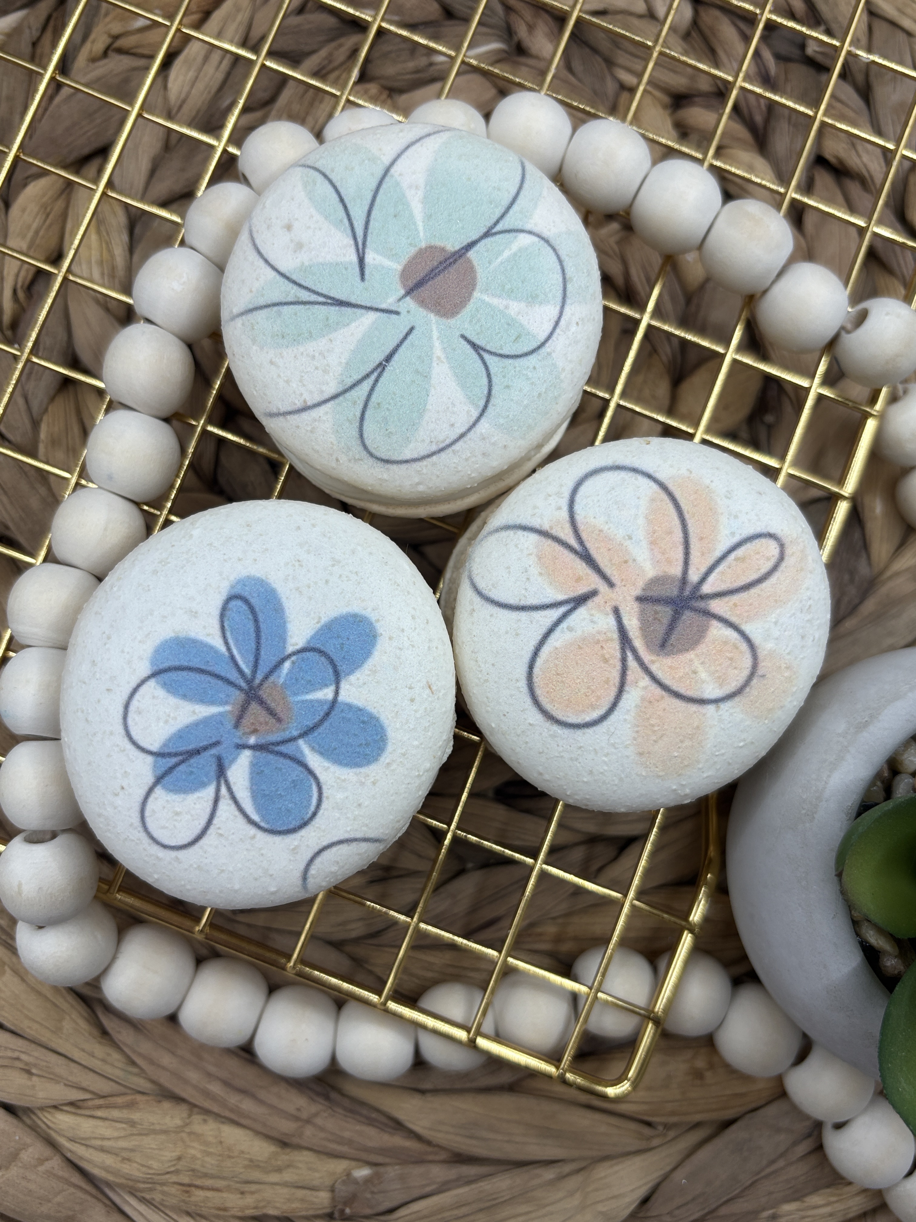Floral printed macarons