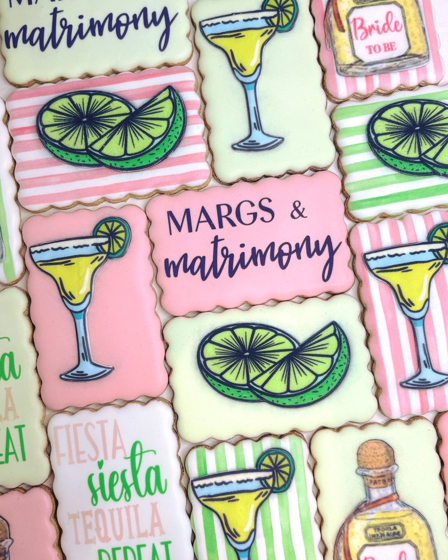 Margs and matrimony bachelorette cookies