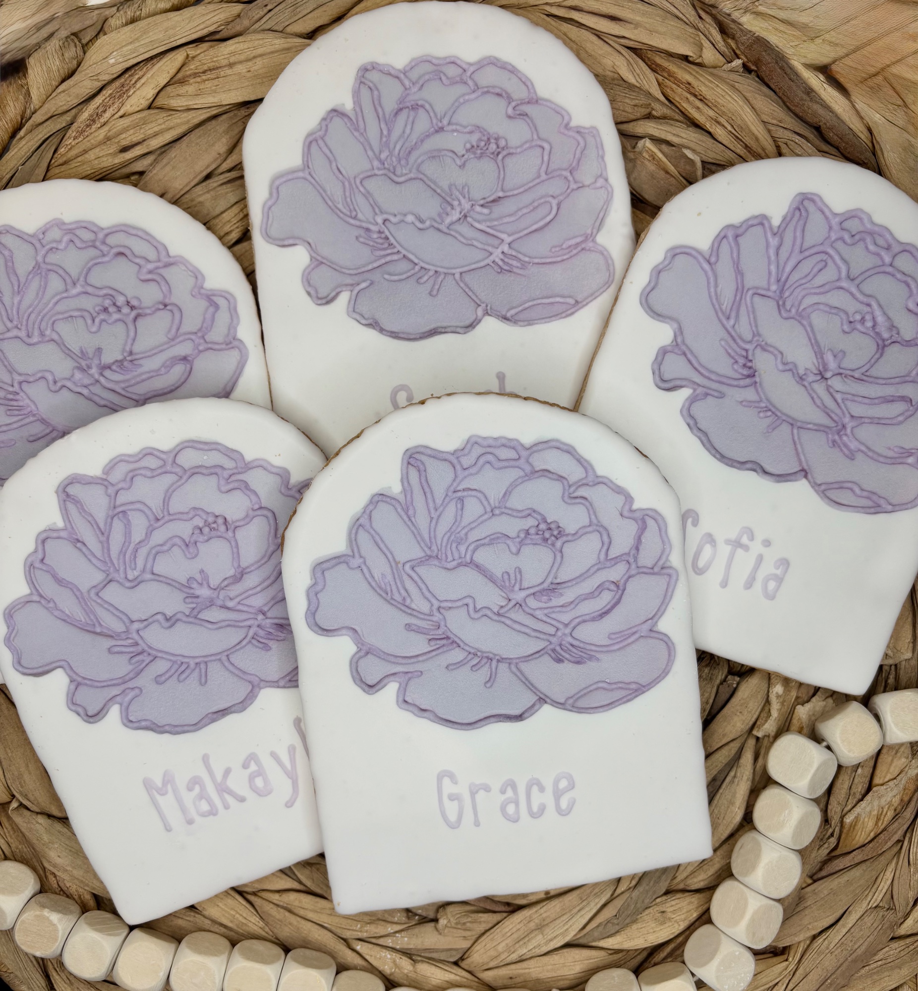 Peony flower cookies